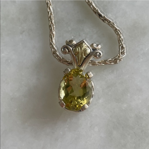 Judith Ripka Limone/Citrine 925 Sterling Silver + Gold Overlay Pendant Necklace - Picture 8 of 13